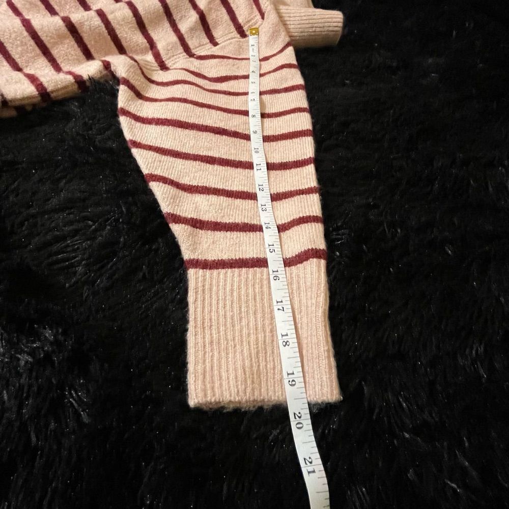 Fray Boutique Cropped Pink with Maroon Stripped Cowl Neck Sweater - Picture 5 of 7